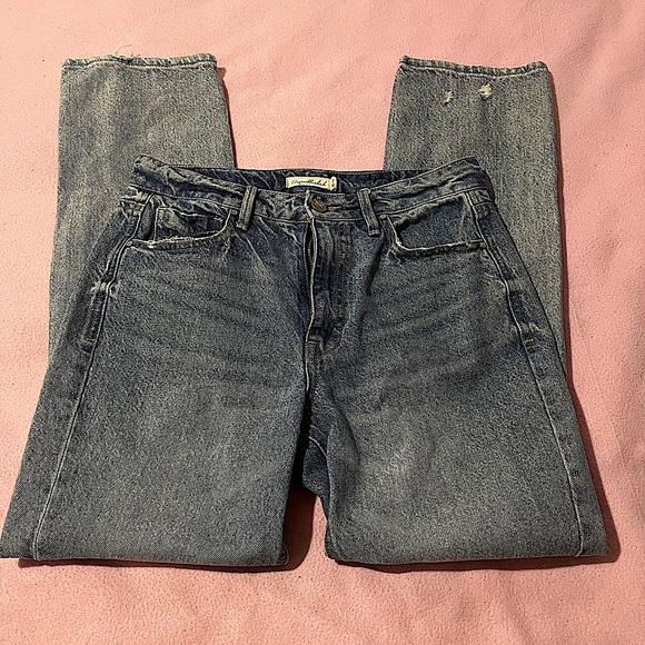 Unpublished Willa Ripped High Waist Straight Leg Jeans Medium Blue Size 27 Wmns - Picture 4 of 6